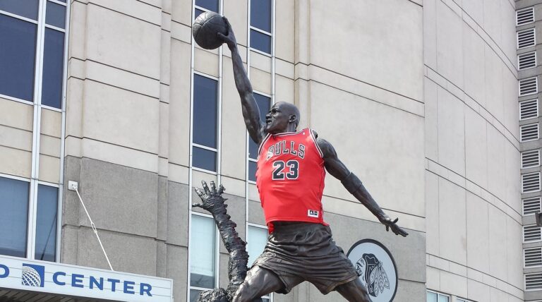 Best colleges for sports management degree | Michael Jordan statue | Chicago Bulls NBA