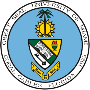 Official Seal of University of Miami in Coral Gables Florida, founded in 1925.